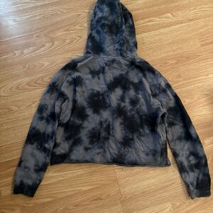 Fifth Sun Charcoal Tie-Dye Cropped Hoodie